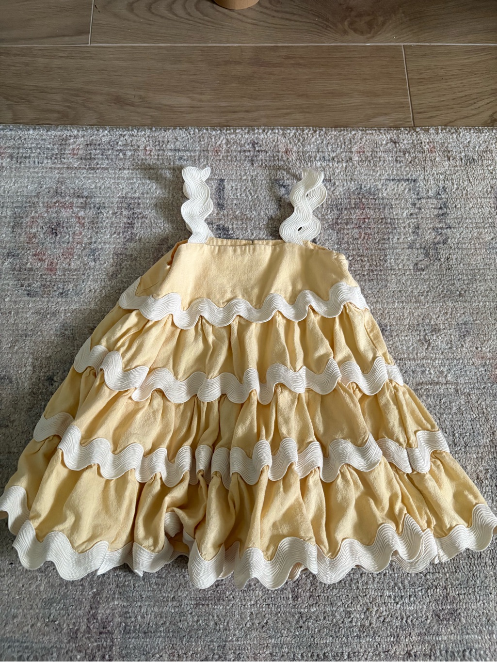 Rylee + Cru Pale Yellow Dress With White Strap Detail